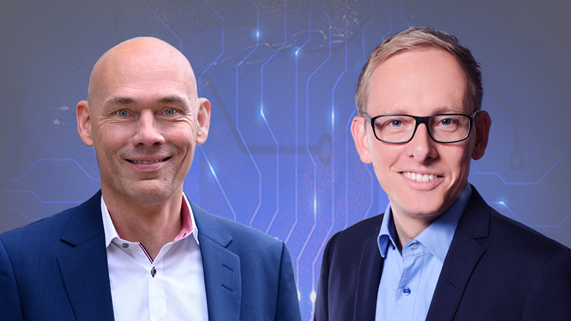 Leiten das Projektteam hinter dem gemeinsamen „Tech Trend Radar“: Martin Thormählen von Munich Re (links) und Daniel Grothues von ERGO