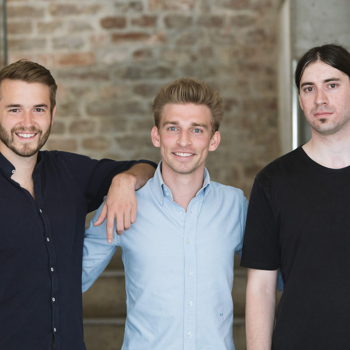 Medium close-up of the start-up Refurbed’s three founders. Refurbed runs a sustainable online marketplace for refurbished electronic equipment.